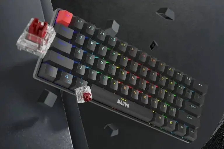 Геймърска механична клавиатура Marvo Saber 61 KG933G White - 61 keys, Red Switches [Linear]