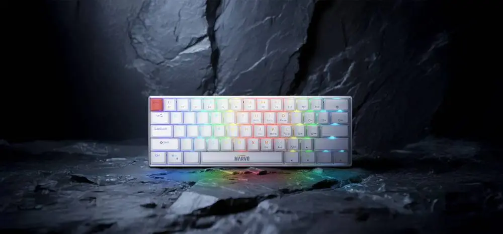 Геймърска механична клавиатура Marvo Saber 61 KG933G White - 61 keys, Red Switches [Linear]