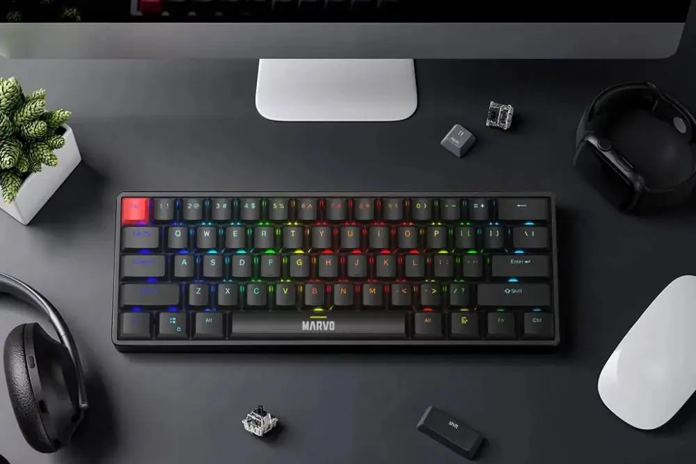 Геймърска механична клавиатура Marvo Saber 61 KG933G - 61 keys, Red Switches [Linear]