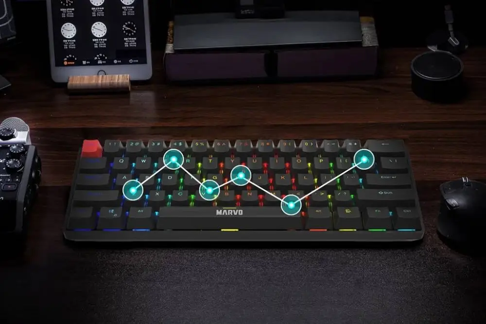 Геймърска механична клавиатура Marvo Saber 61 KG933G - 61 keys, Red Switches [Linear]