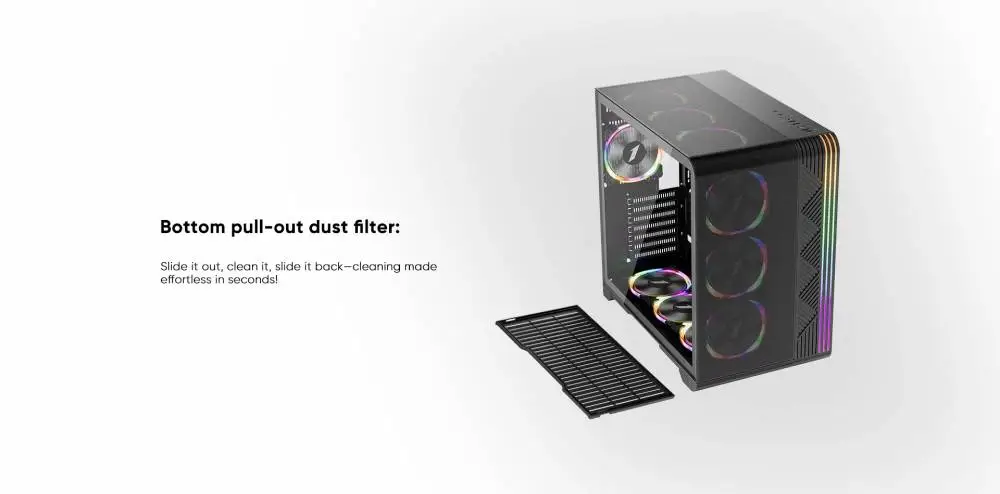 Кутия 1stPlayer VT7-BK USB-C Mesh ARGB Case ATX