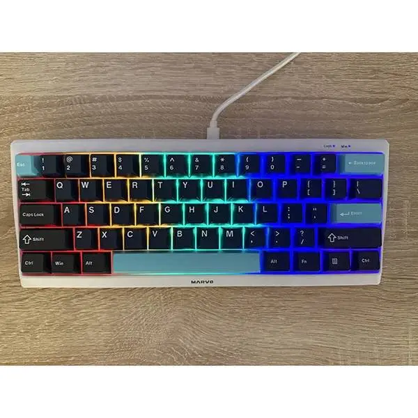 Marvo капачки за клавиатура Custom Keycap Set PBT, 104 keys, Dark Blue, Black, Cyan - MARVO-KP-01-BL