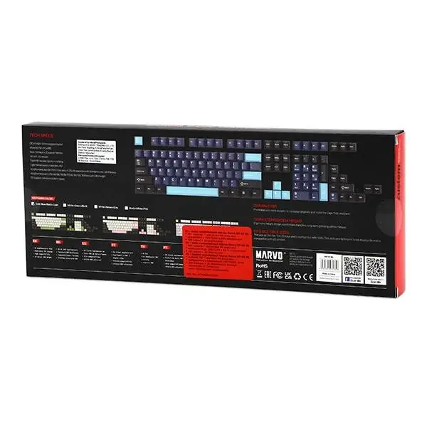 Marvo капачки за клавиатура Custom Keycap Set PBT, 104 keys, Dark Blue, Black, Cyan - MARVO-KP-01-BL