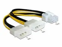 Delock Кабел PCI Express захранване 8 pin към 2 x 5&frac14;&ldquo;  за видео-карти, 12V, 15 см,  82397