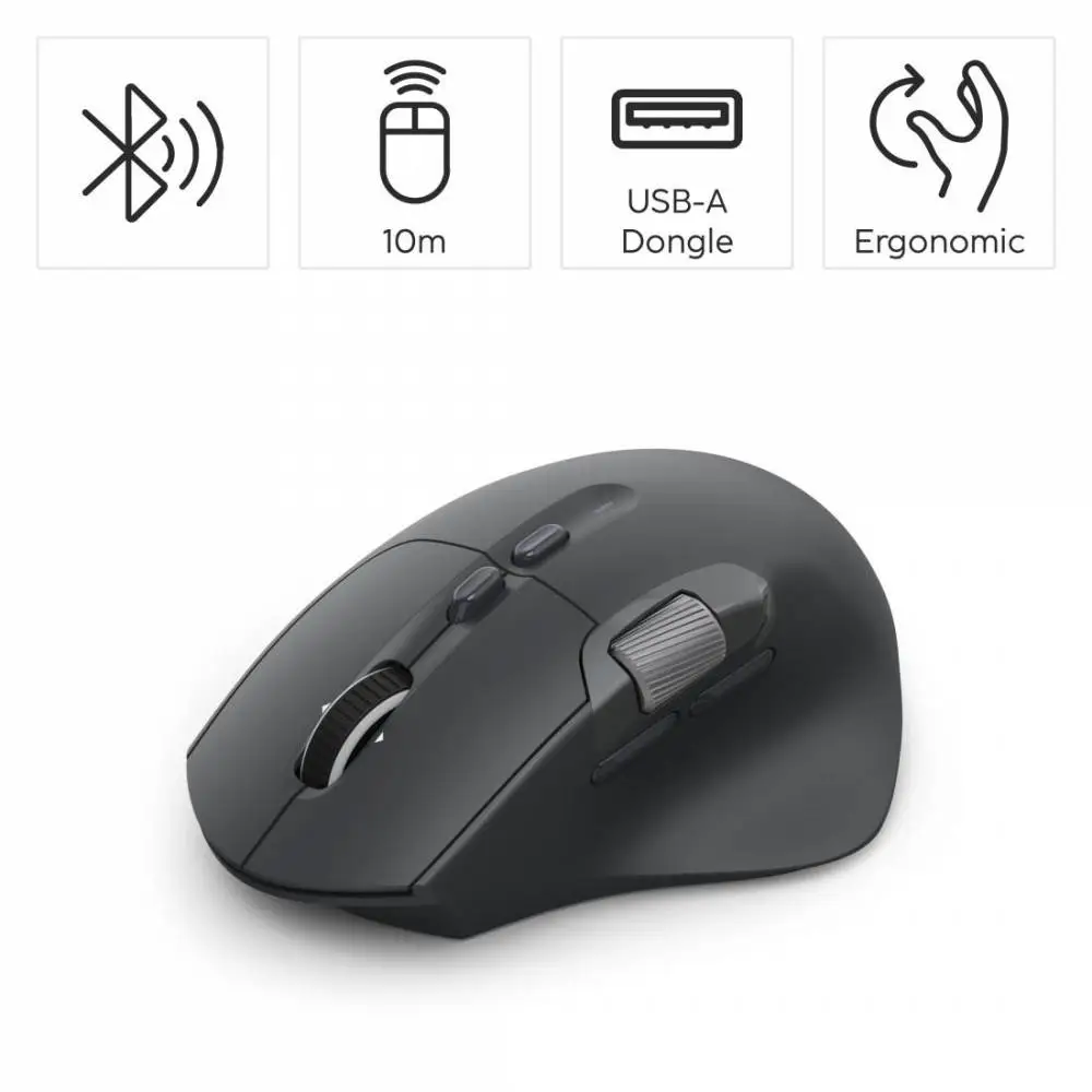 HAMA Мишка &bdquo;WM-900&ldquo; мултифункционална, ергономична, Bluetooth, батерия, RGB, черна