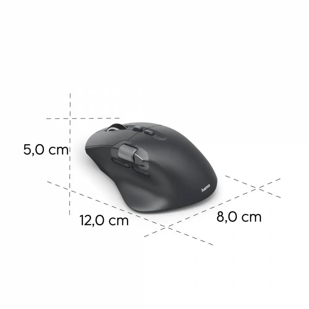 HAMA Мишка &bdquo;WM-900&ldquo; мултифункционална, ергономична, Bluetooth, батерия, RGB, черна