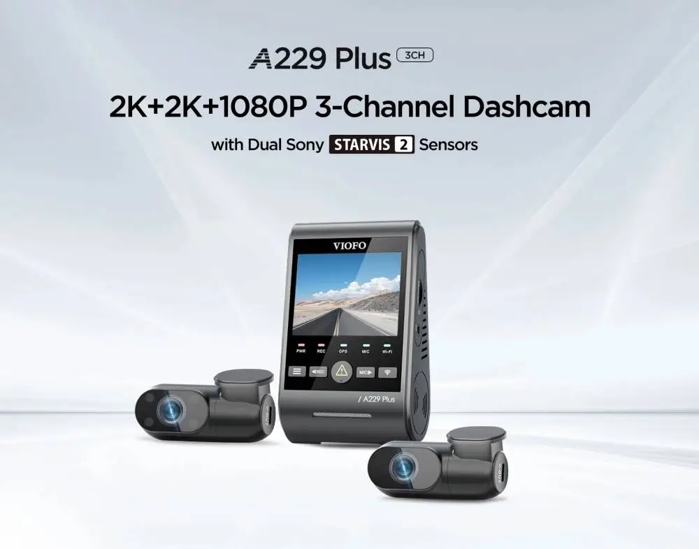 VIOFO Видеорегистратор Dash Cam A229 Plus 3 Channel - 2K, HDR, Sony STARVIS 2, GPS