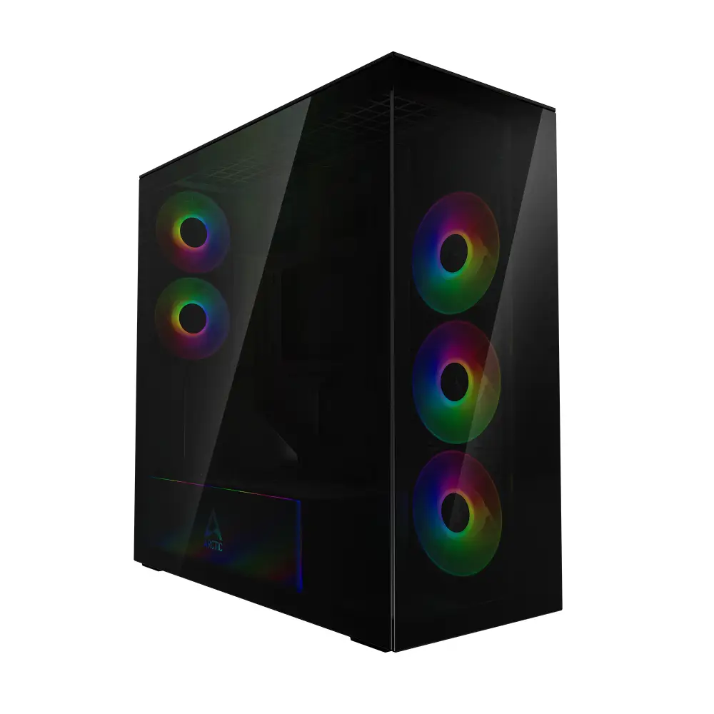 Кутия Arctic Xtender VG Black Mid-Tower ATX Case 5 x A-RGB Fans PCIe Gen 4 riser included - ACPCC00016A