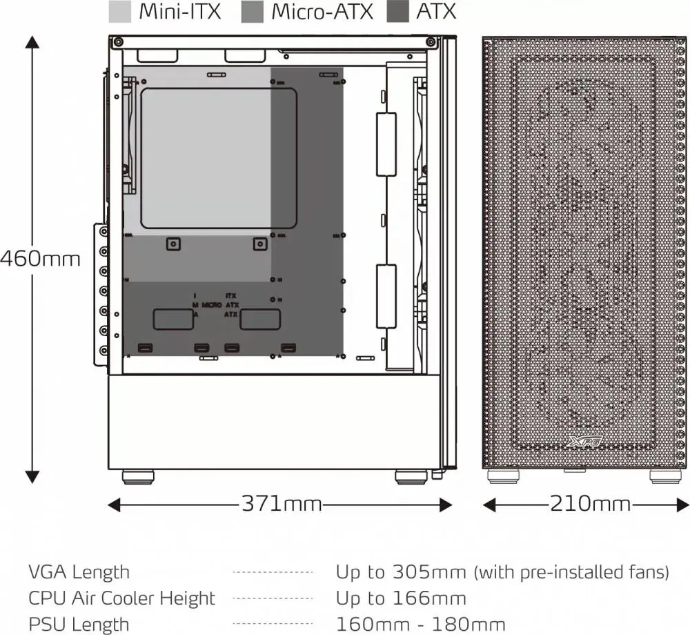 Кутия Adata XPG VALOR MESH Black 650W PSU