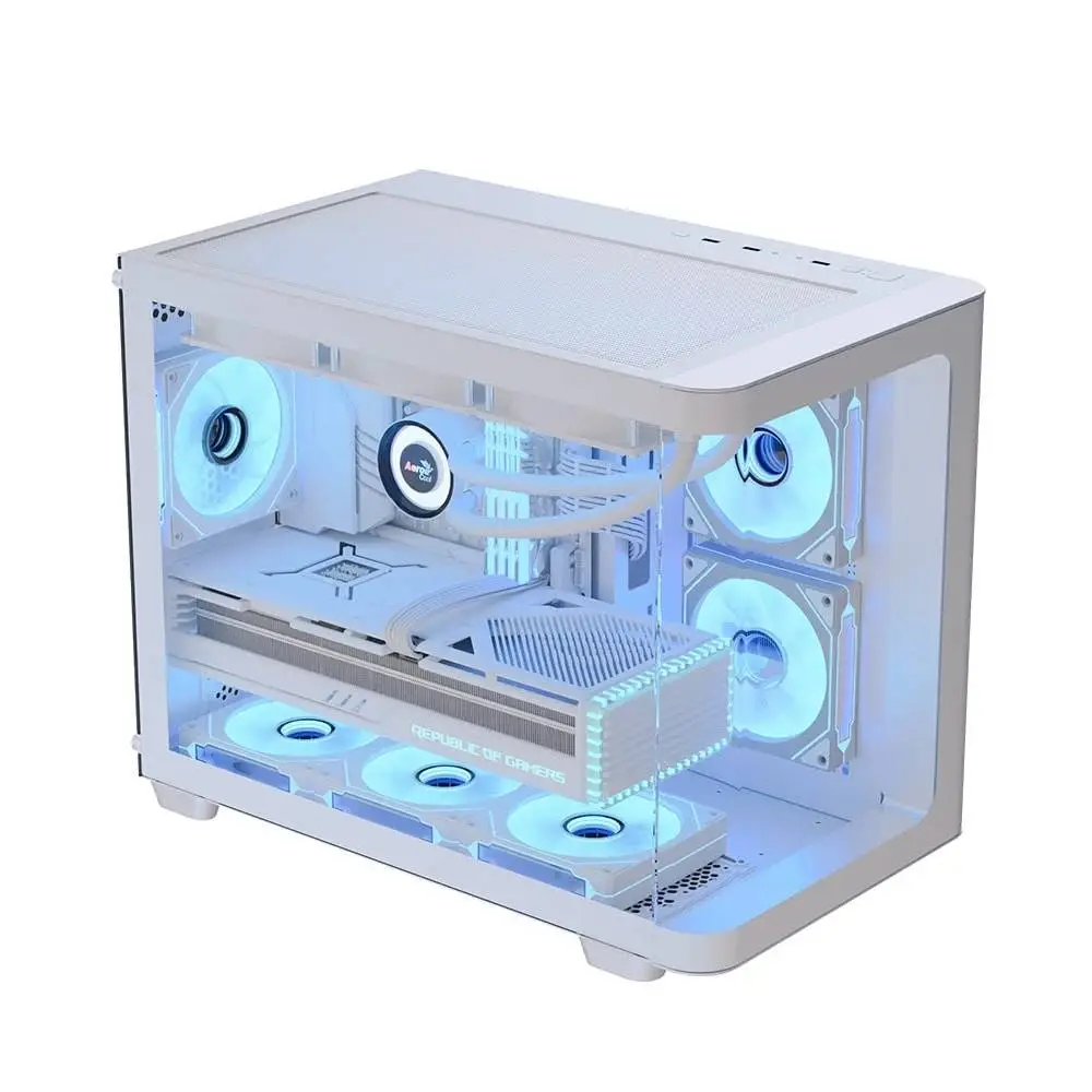 Кутия AeroCool P300C-G-WT-v1 Case mATX 3 x 120 mm Infinity Mirror A-RGB
