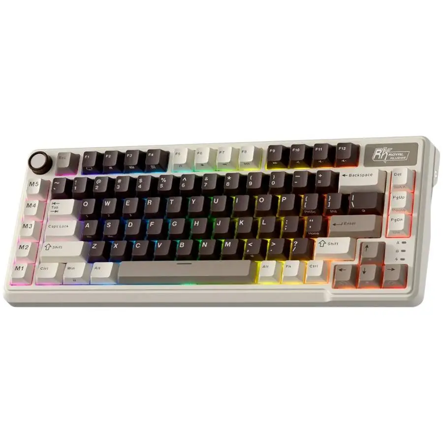 Геймърска клавиатура ROYAL KLUDGE RK L75 Mocha Grey Gaming Keyboard Cream switch