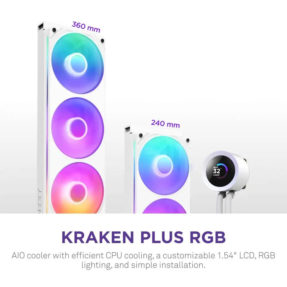 Водно охлаждане за процесор NZXT Kraken Plus 240 RGB LCD Display - White