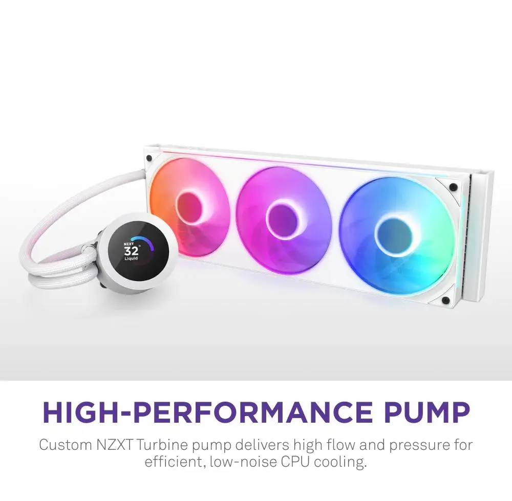 Водно охлаждане за процесор NZXT Kraken Plus 360 RGB LCD Display - White