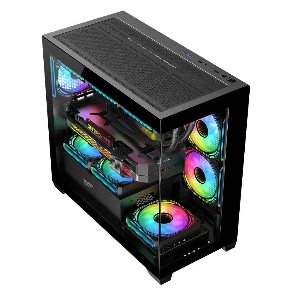 Кутия Darkflash DS900M Black 6 x 120 mm Infinity Mirror A-RGB mATX Case