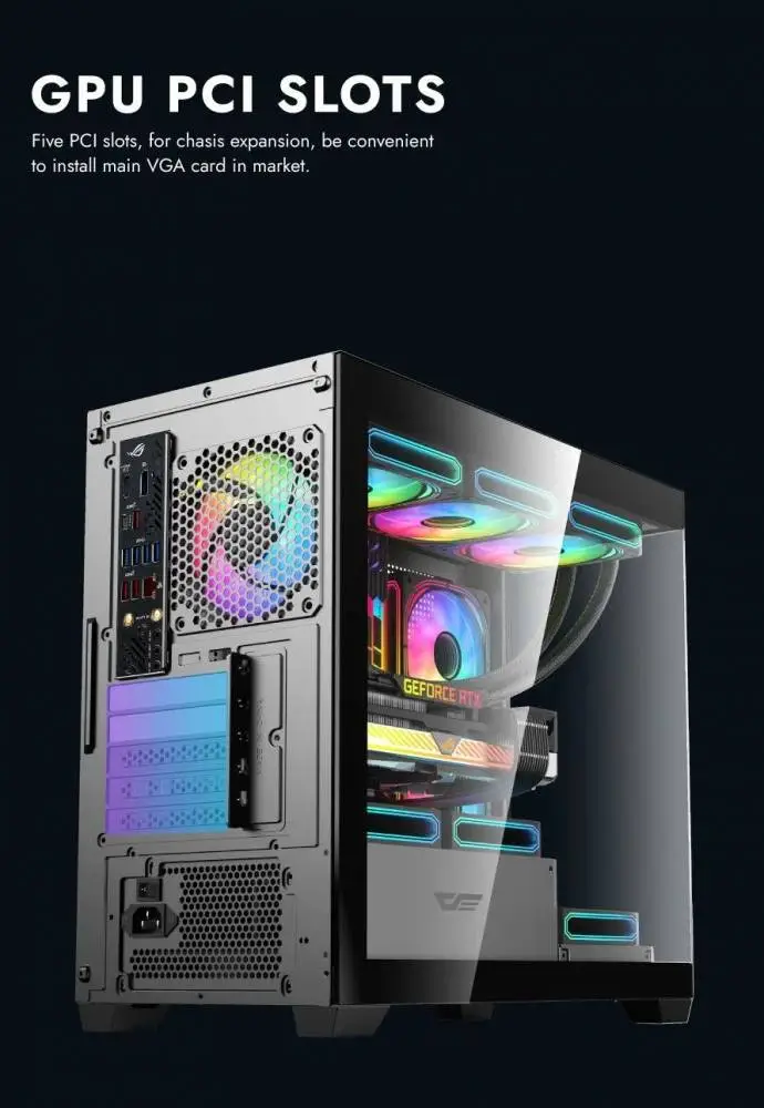 Кутия Darkflash DS900M Black 6 x 120 mm Infinity Mirror A-RGB mATX Case