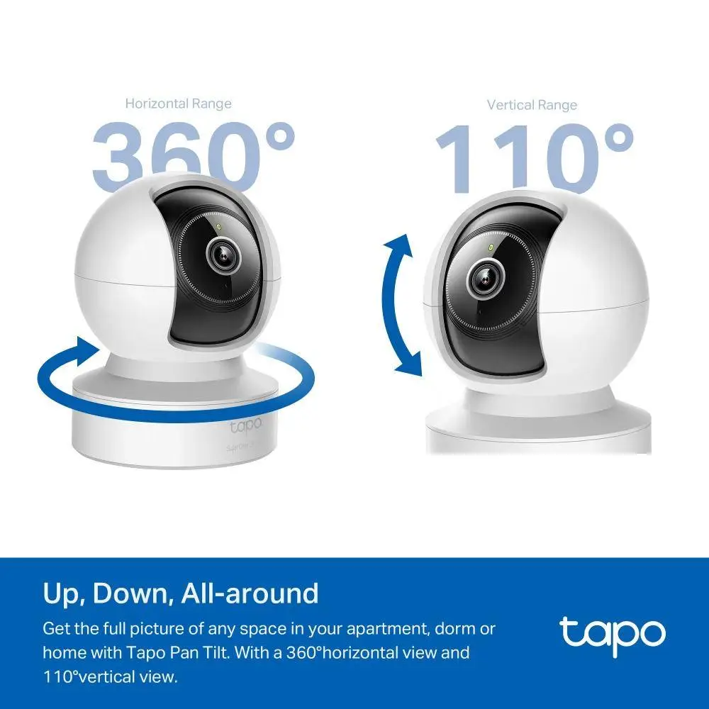 Домашна охранителна WiFi камера TP-Link Tapo C232, 3K 5Mp  с AI, Pan/Tilt, LAN, WiFi,SDmicro, нощно виждане