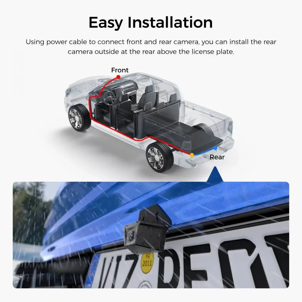 VIOFO водоустойчива камера за заден ход Waterproof Rear Camera - RWC200 - 2K Quad HD, 9.5m cable included