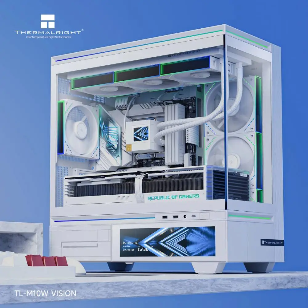Кутия Thermalright TL-M10 White 9.16 inch LCD Display, USB-C, mATX Case