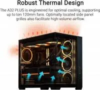 Кутия ASUS A32 PLUS TG Black 4 x ARGB 120mm Fans - 90DC00S0-B19000