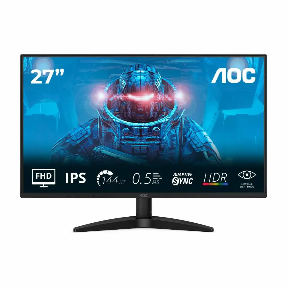 Монитор AOC 27B36X, 27" IPS WLED, 1920x1080, 144Hz, 0.5ms MPRT, Adaptive Sync, FlickerFree, Low Blue Light, HDMI, DP