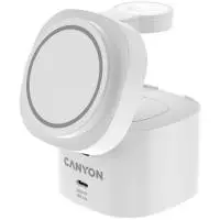 Зарядно за телефон Canyon CNS-WCS405W 4 in 1 Wireless Charging Stand, 30W max, with 65W charger and 1M cable, white