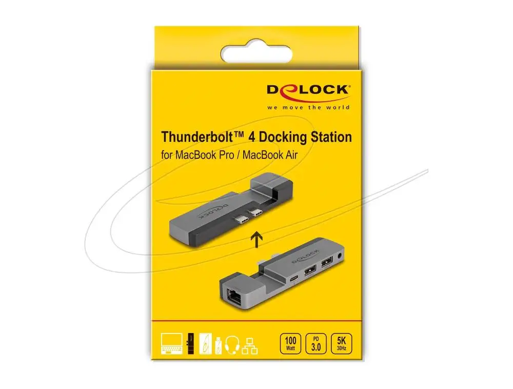 Докинг станция Delock for MacBook Pro / MacBook Air Thunderbolt&trade; 4, 5K Резолюция / 100 W PD / 10 Gbps Hub / LAN / Audio