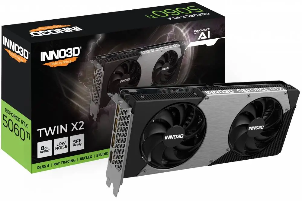 Видео карта Inno3D GeForce RTX 5060 Ti 8GB Twin X2 - N506T2-08D7-193075N