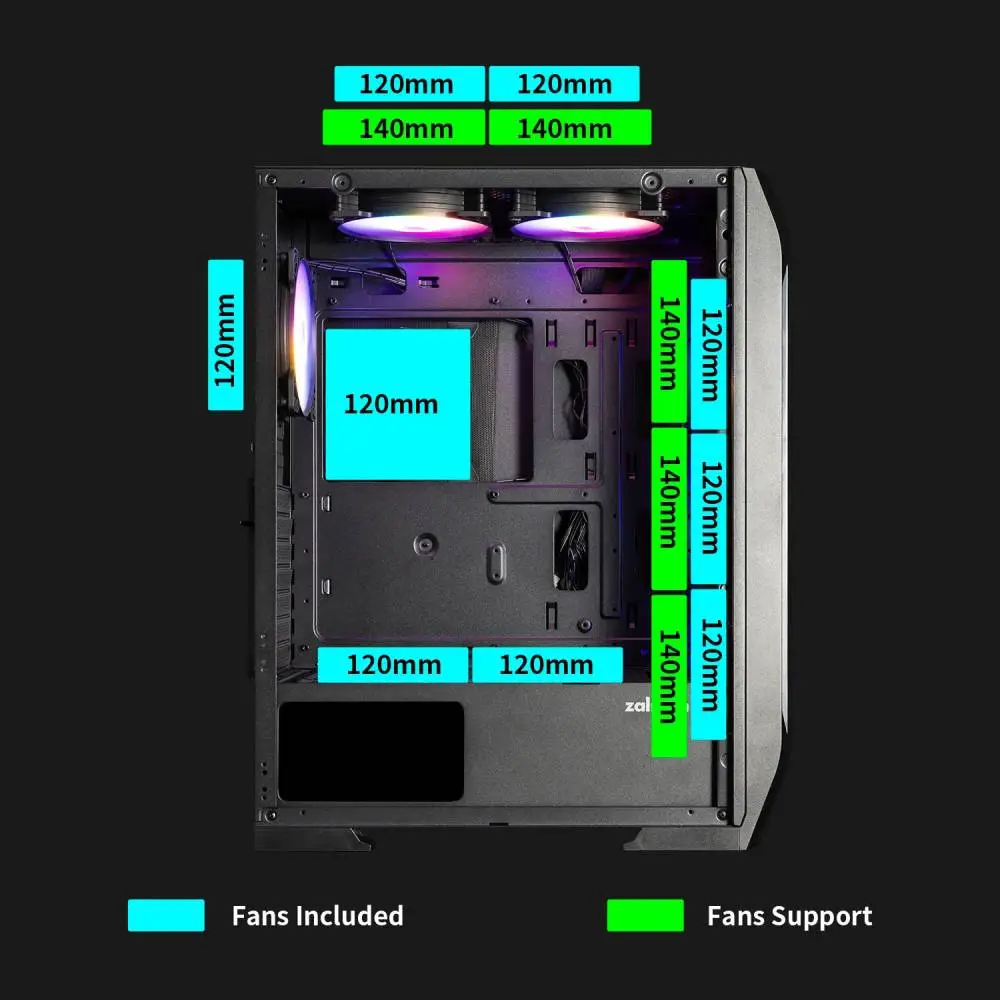 Кутия Zalman N7 PLUS Case ATX - 7 fans included, Tempered Glass