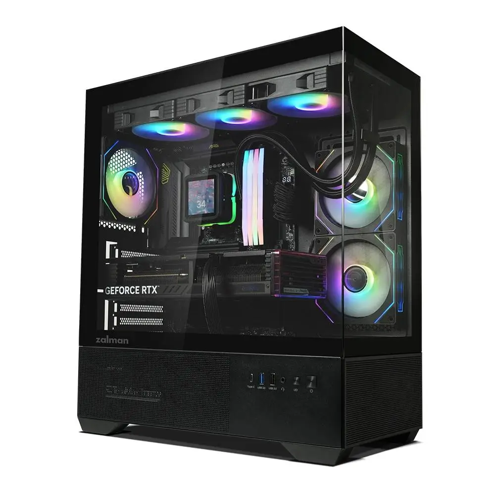 Кутия Zalman Chronix BLACK Case ATX 3 x 120 mm A-RGB, USB-C, Tempered Glass
