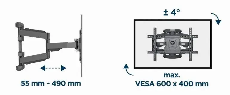 Gembird стенна стойка за телевизор TV Mount - WM-75ST-02 - 32"-75", 45.5 kg
