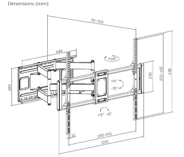 Gembird стенна стойка за телевизор TV Mount - WM-120ST-01 - Adjustable, 60"-120", 120 kg