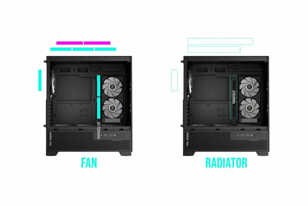 Gamdias кутия Case mATX - AURA GC12 ARGB BK - 6 x 120 mm A-RGB, USB-C, Tempered Glass