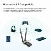 Безжичен адаптер TP-LINK Archer TX20E, PCIe, 1800Mbps, Wireless AX, 2.4GHz /5GHz, BT 5.2, 2x външни антени