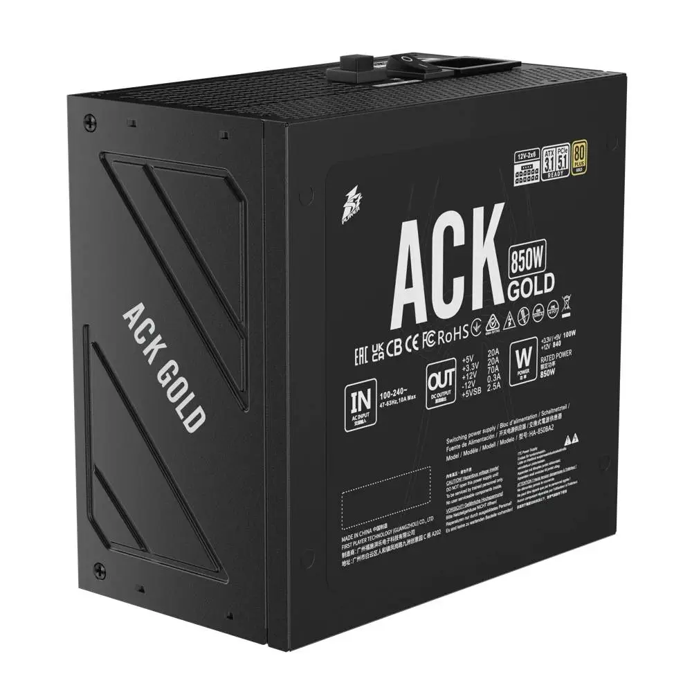 Захранване 1stPlayer ACK HA-850BA2, PSU ATX 3.1, 850W 80 Plus Gold, Full Modular 
