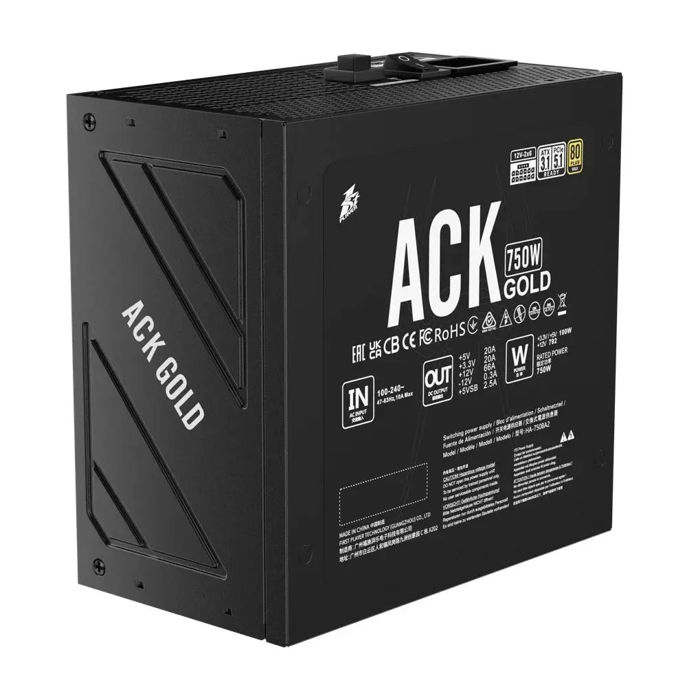 Захранване 1stPlayer ACK HA-750BA2, PSU ATX 3.1, 750W 80 Plus Gold, Full Modular 