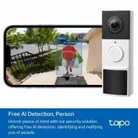 TP LINK нтелигентен видео звънец за врата Tapo D210, 2K QHD (2560&times;1440),160&deg; зрителен ъгъл, microSD до 512 GB, 2.4Ghz, AI-разпознаване