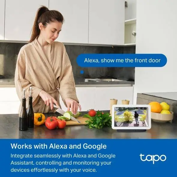 TP LINK нтелигентен видео звънец за врата Tapo D210, 2K QHD (2560&times;1440),160&deg; зрителен ъгъл, microSD до 512 GB, 2.4Ghz, AI-разпознаване