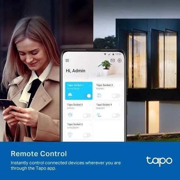 TP LINK TAPO P100 Смарт контакт 10A, 2300W, 2.4Ghz, задаване на график, таймер