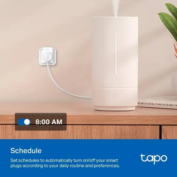 TP LINK TAPO P100 Смарт контакт 10A, 2300W, 2.4Ghz, задаване на график, таймер