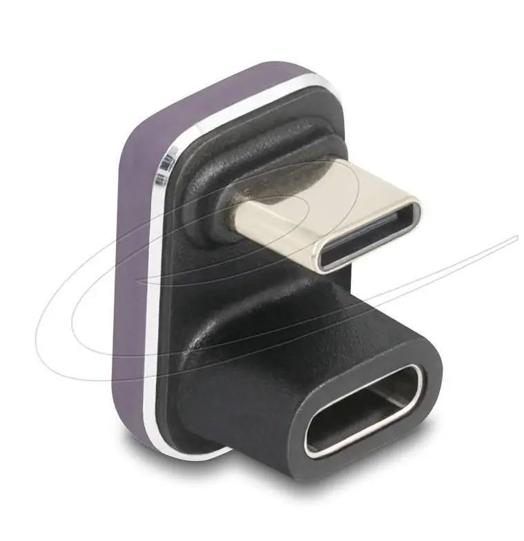 Delock Адаптер USB-C мъжко към женско USB-C, под  180&deg; ,  40 Gbps PD 3.1 240 W ,  U-образен 8K 60 Hz metal