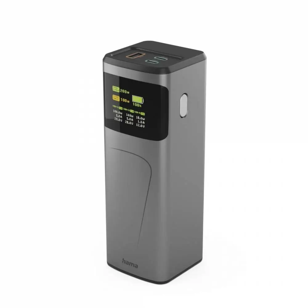 HAMA Външна батерия &bdquo;High Power&ldquo;, 200 W, 24000 mAh, 2x USB-C, USB-A, бързо зареждане