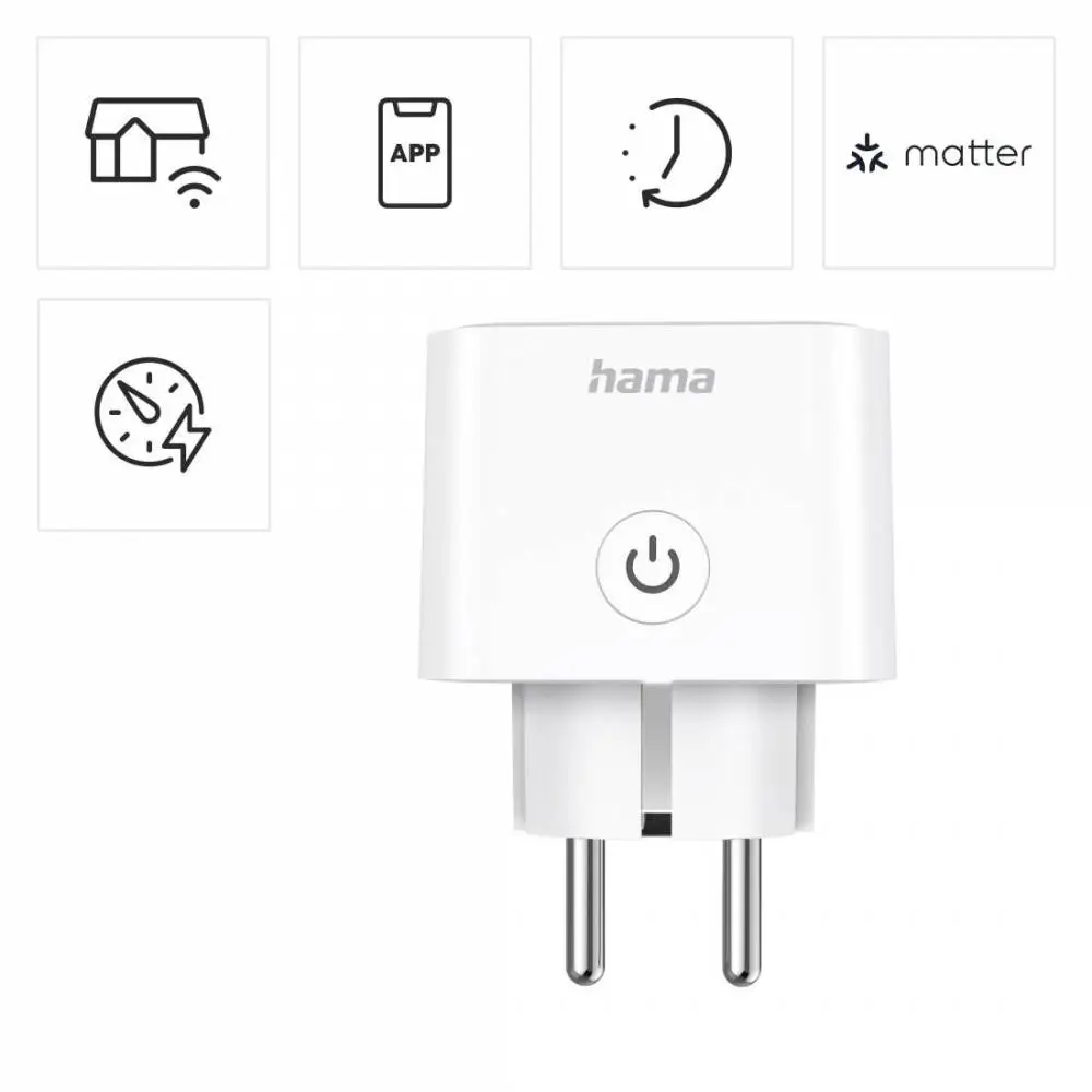 HAMA Смарт мини  WiFi контакт 3680W, 16A с прил. за измерване на ен.консумация