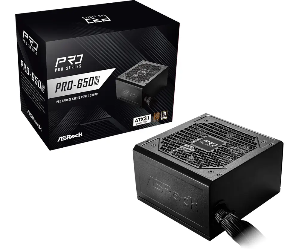 Захранване ASRock PRO-650B 650W 80 Plus Bronze ATX 3.1 PSU