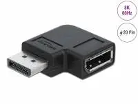 Адаптер Delock 90&deg; DisplayPort 1.4 , 20 pin  мъжко (male) към  DisplayPort 1.4 20 pin женско (female), 8К 7680 x 4320 @ 60 Hz with DSC support