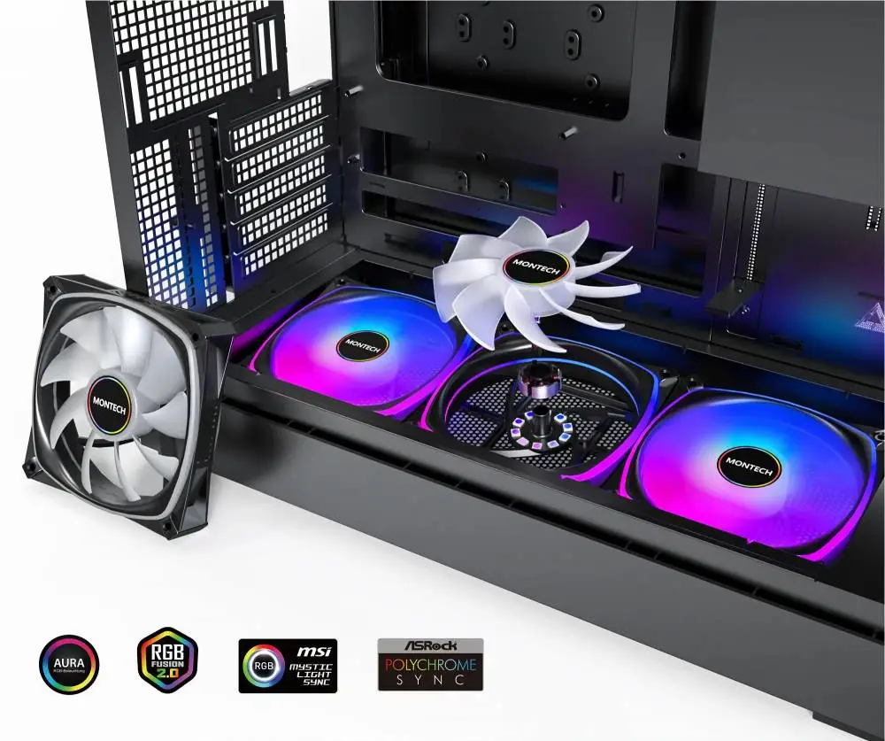Montech кутия Case mATX - KING 15 PRO (B) - 4 x 120 mm A-RGB, USB-C
