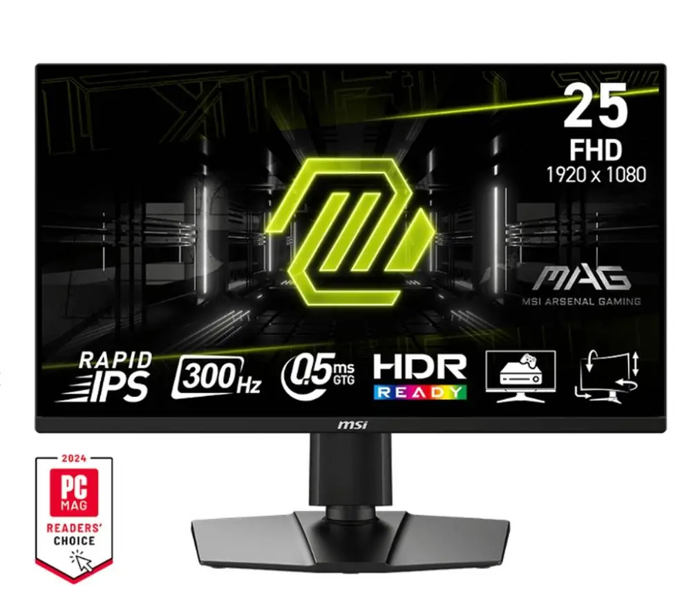 Монитор MSI MAG 255PXF, 24.5", 0.5ms, 300Hz, Rapid IPS, 1920x1080 (FHD), 16:9, AMD FreeSync Premium, 90% DCI-P3, AG, HDR Ready, 2x2W, DP(1.2a), 2xHDMI 2.0b, Black, 