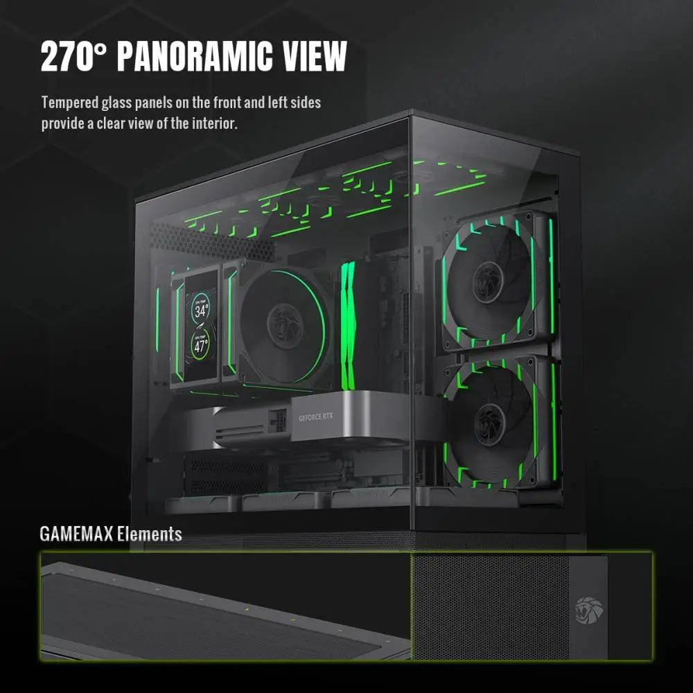 Кутия Gamemax Vista 2 MB Case EATX 3 x 120 mm Addressable RGB