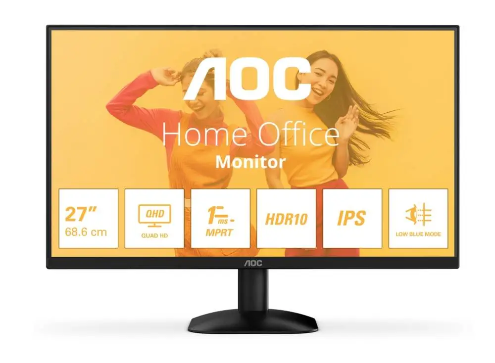 Монитор AOC Q27B35E, 27" IPS WLED, 2560x1440, 75Hz, 4ms GtG, Adaptive Sync, FlickerFree, Low Blue Light, HDMI, DP