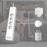HAMA Смарт разклонител Wi-Fi  2.4Ghz, 4 гнезда, 4xUSB, 1.7 m, бял