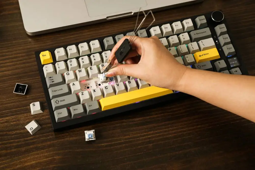 Ajazz геймърска механична клавиатура Wireless Gaming Mechanical Keyboard AK820 PRO - Flying Fish [Linear] (English US), Black, Gray